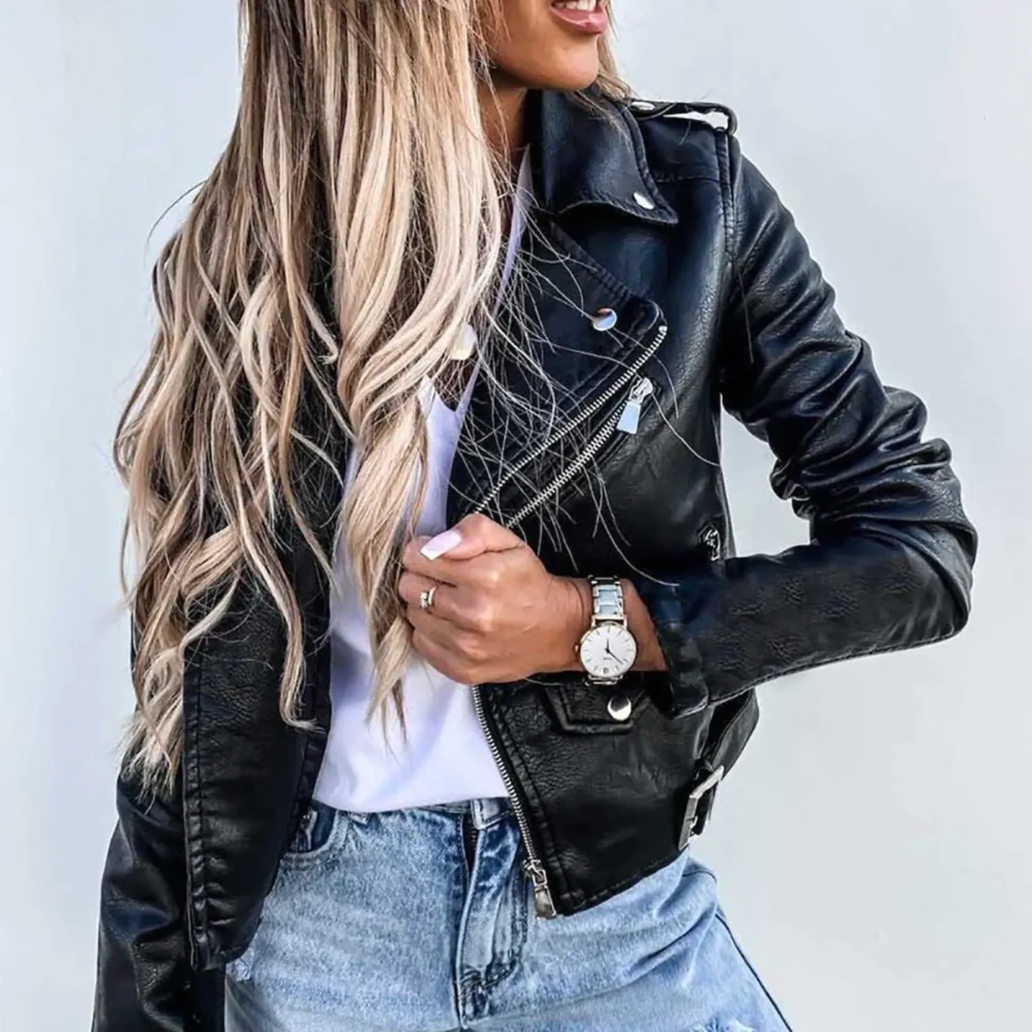 Sophisticated Women's Biker Jacket for Effortless Elegance