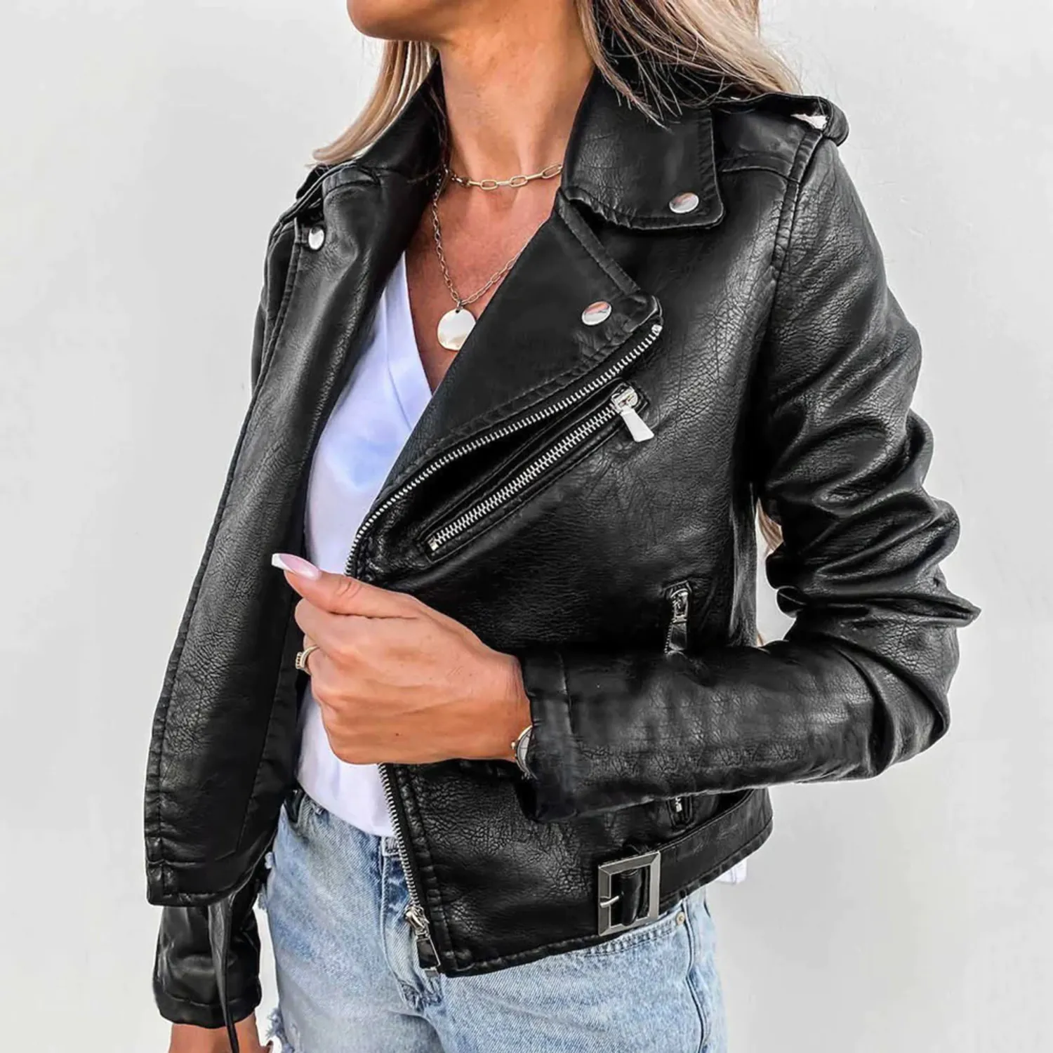 Sophisticated Women's Biker Jacket for Effortless Elegance
