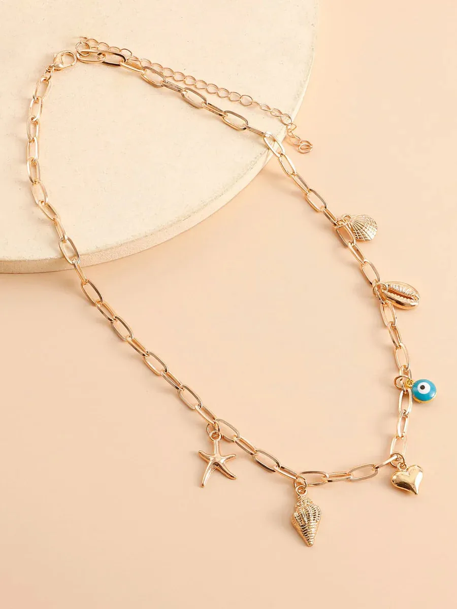 Spiral Shell Seastar Necklace