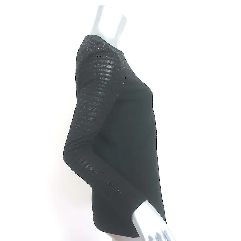 St. John Crystal-Embellished Long Sleeve Top Black Degrade Knit Size Small NEW