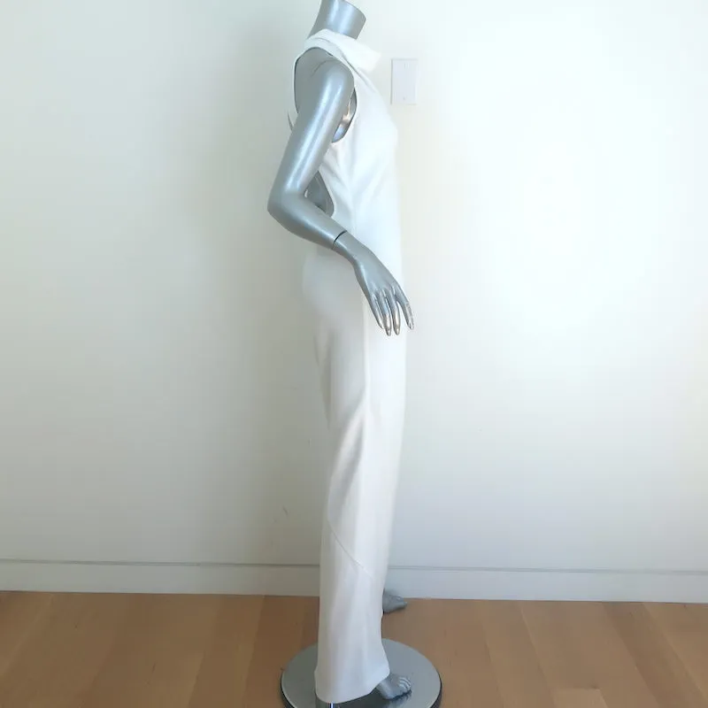 STAUD Shannon Chain-Embellished Open Back Maxi Dress White Knit Size Medium