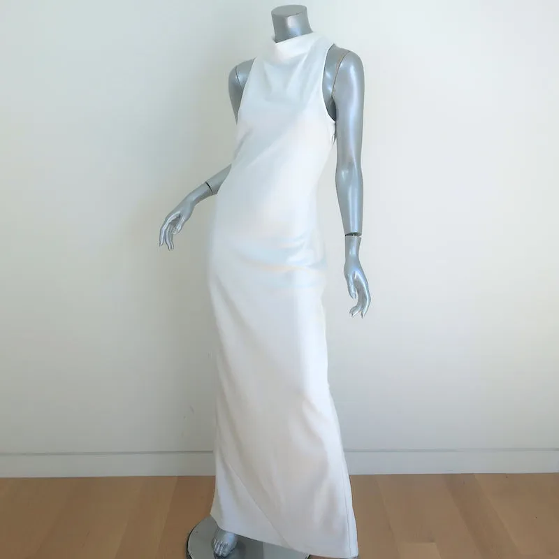 STAUD Shannon Chain-Embellished Open Back Maxi Dress White Knit Size Medium