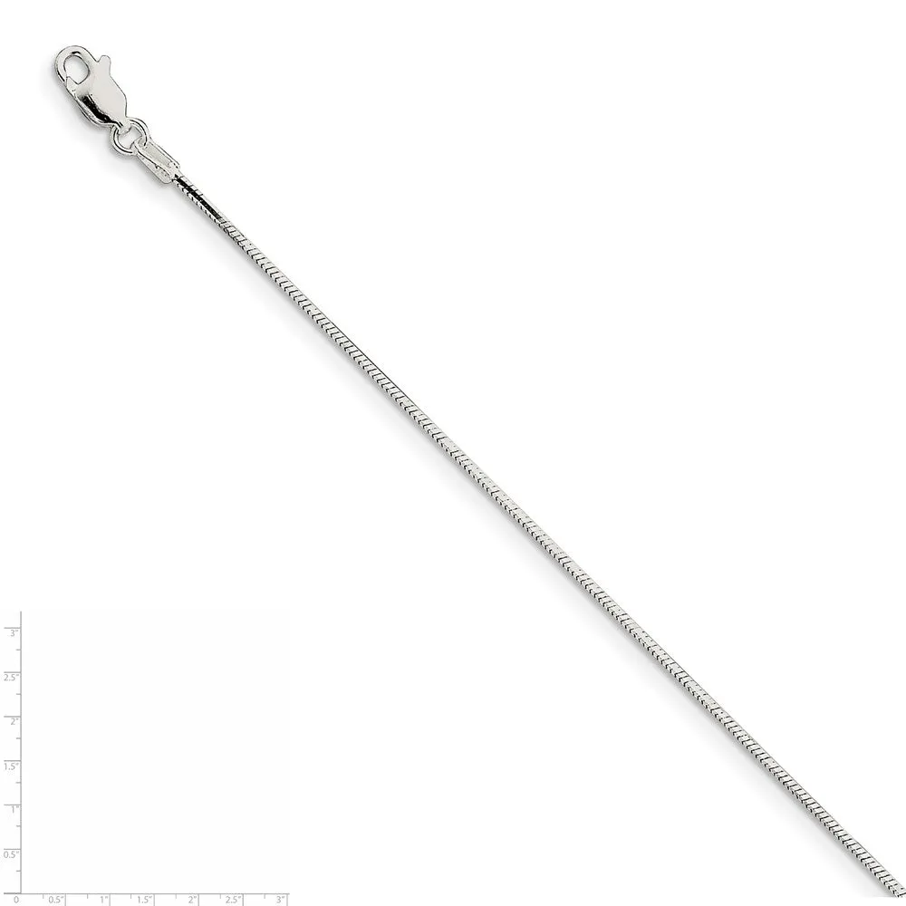 Sterling Silver 1.5mm Diamond-cut Flat Snake Chain