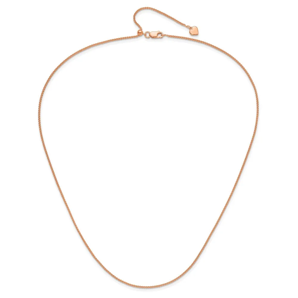 Sterling Silver Adjustable Rose Gold-plated 1.3mm Spiga Chain