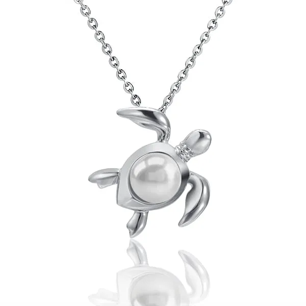Sterling Silver Alamea Hawaii Honu Turtle Freshwater Pearl Pendant