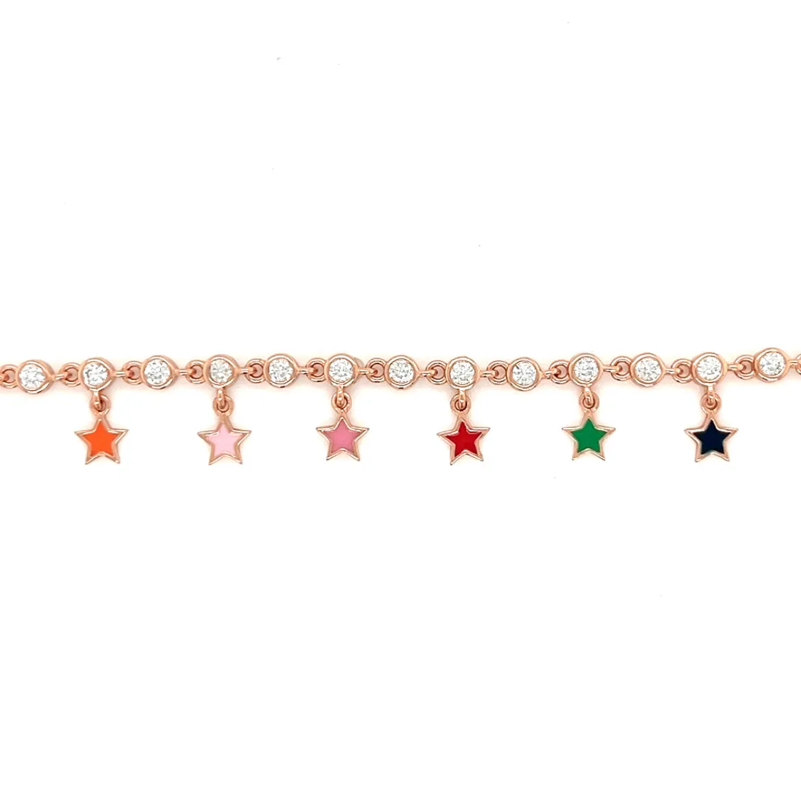 Sterling Silver Colored Enamel 9" Fashionable Dangling Star Anklets  -  C3126109