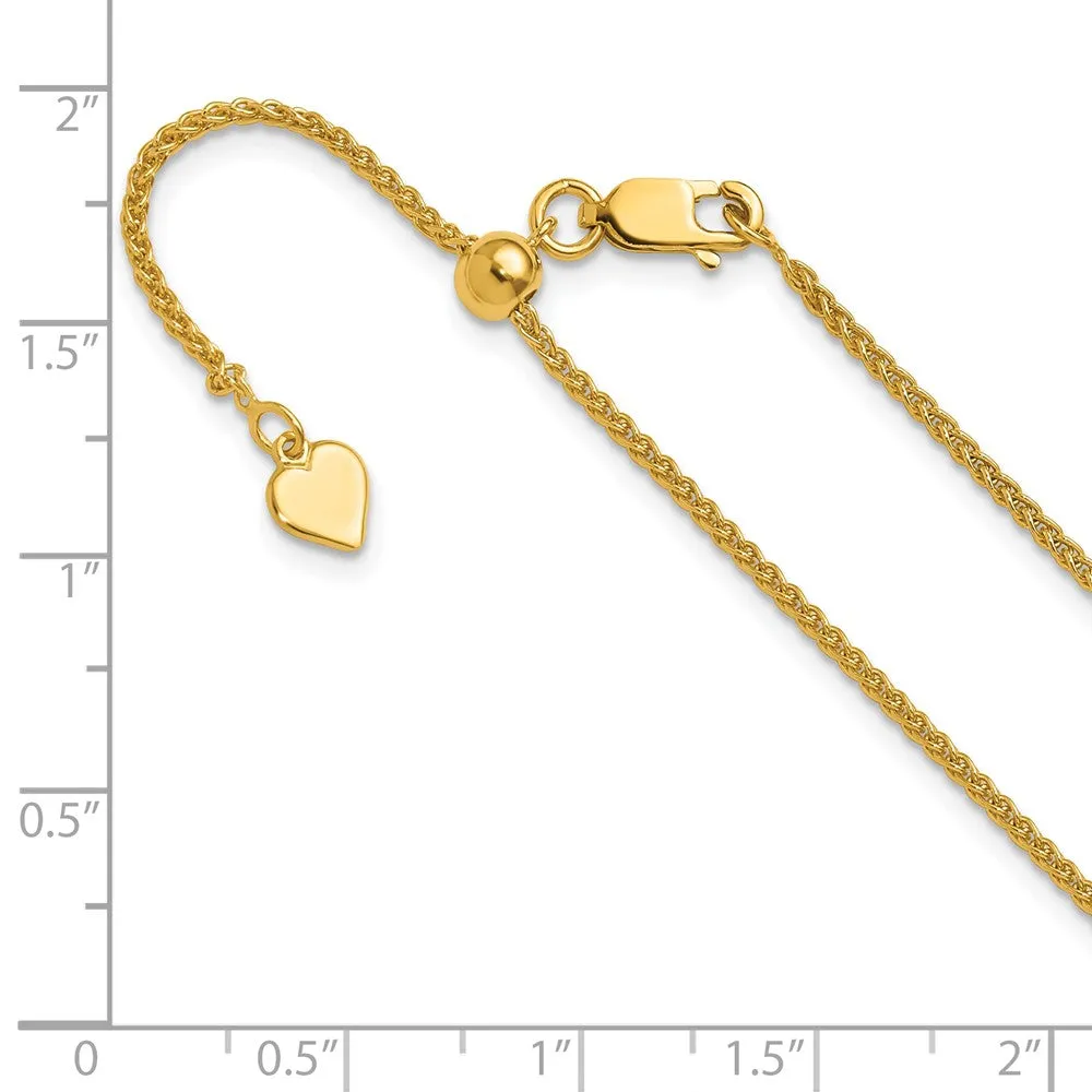 Sterling Silver Gold-plated Adjustable 1.5mm Spiga Chain