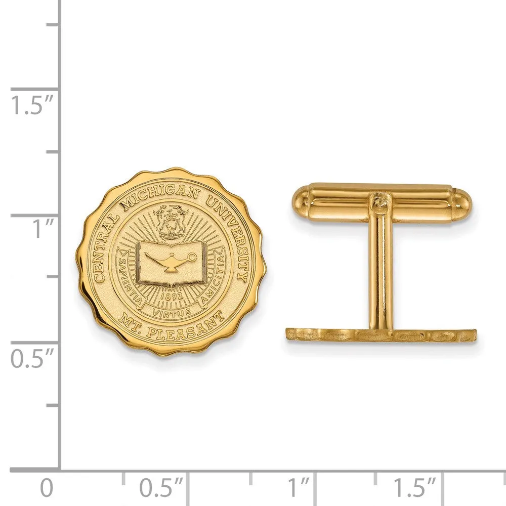 Sterling Silver Gold-plated Central Michigan University Crest Cuff Links