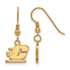 Sterling Silver Gold-plated Central Michigan University Letter C Extra Small Dangle Wire Earrings