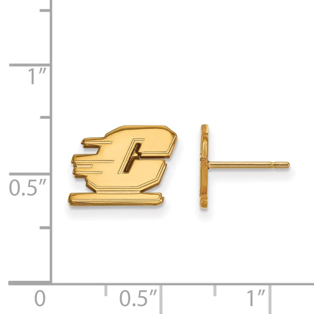 Sterling Silver Gold-plated Central Michigan University Letter C Extra Small Post Earrings