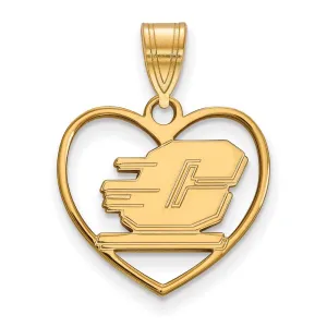Sterling Silver Gold-plated Central Michigan University Letter C Heart Pendant