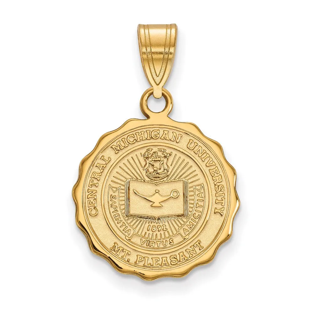 Sterling Silver Gold-plated Central Michigan University Medium Crest Pendant