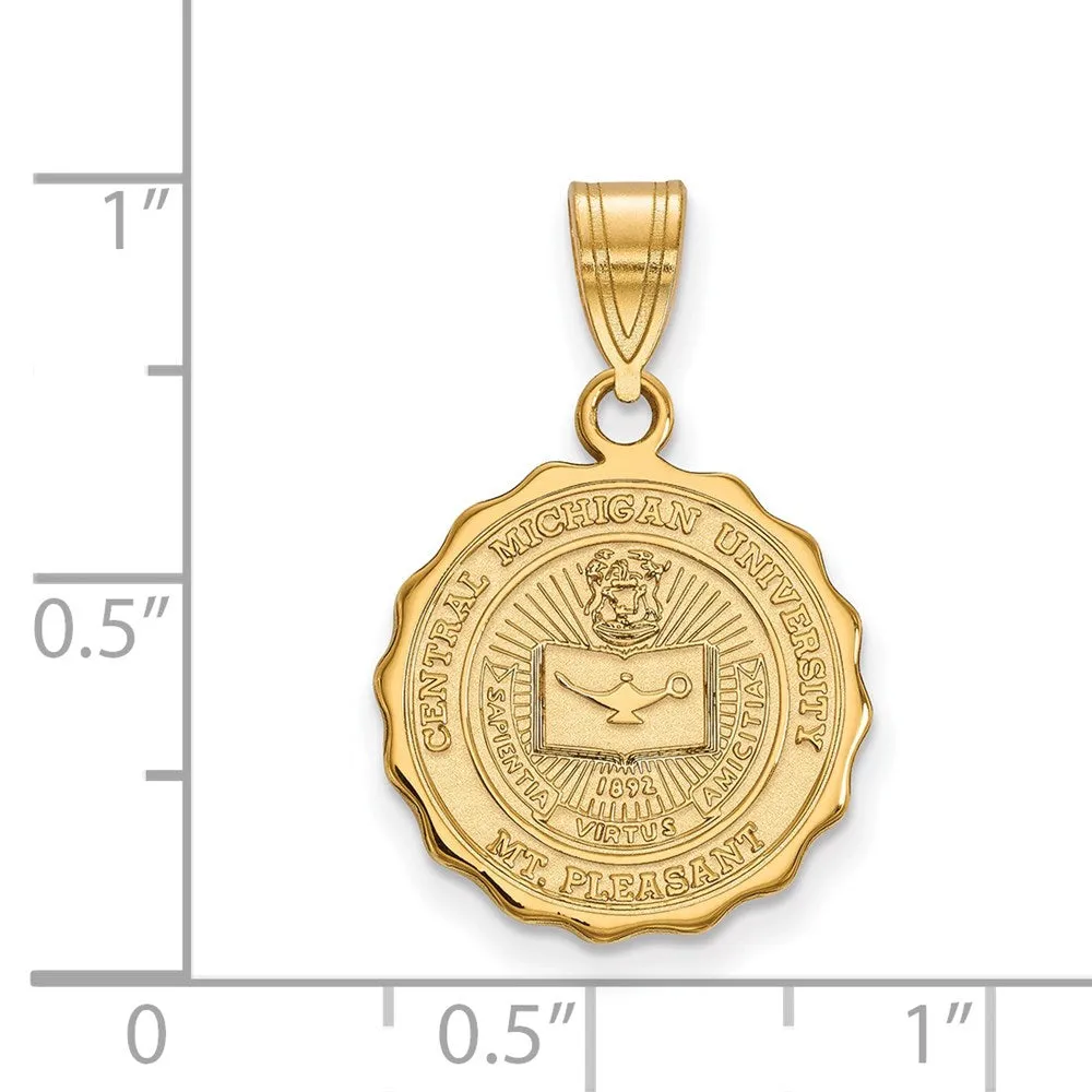 Sterling Silver Gold-plated Central Michigan University Medium Crest Pendant