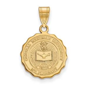 Sterling Silver Gold-plated Central Michigan University Medium Crest Pendant