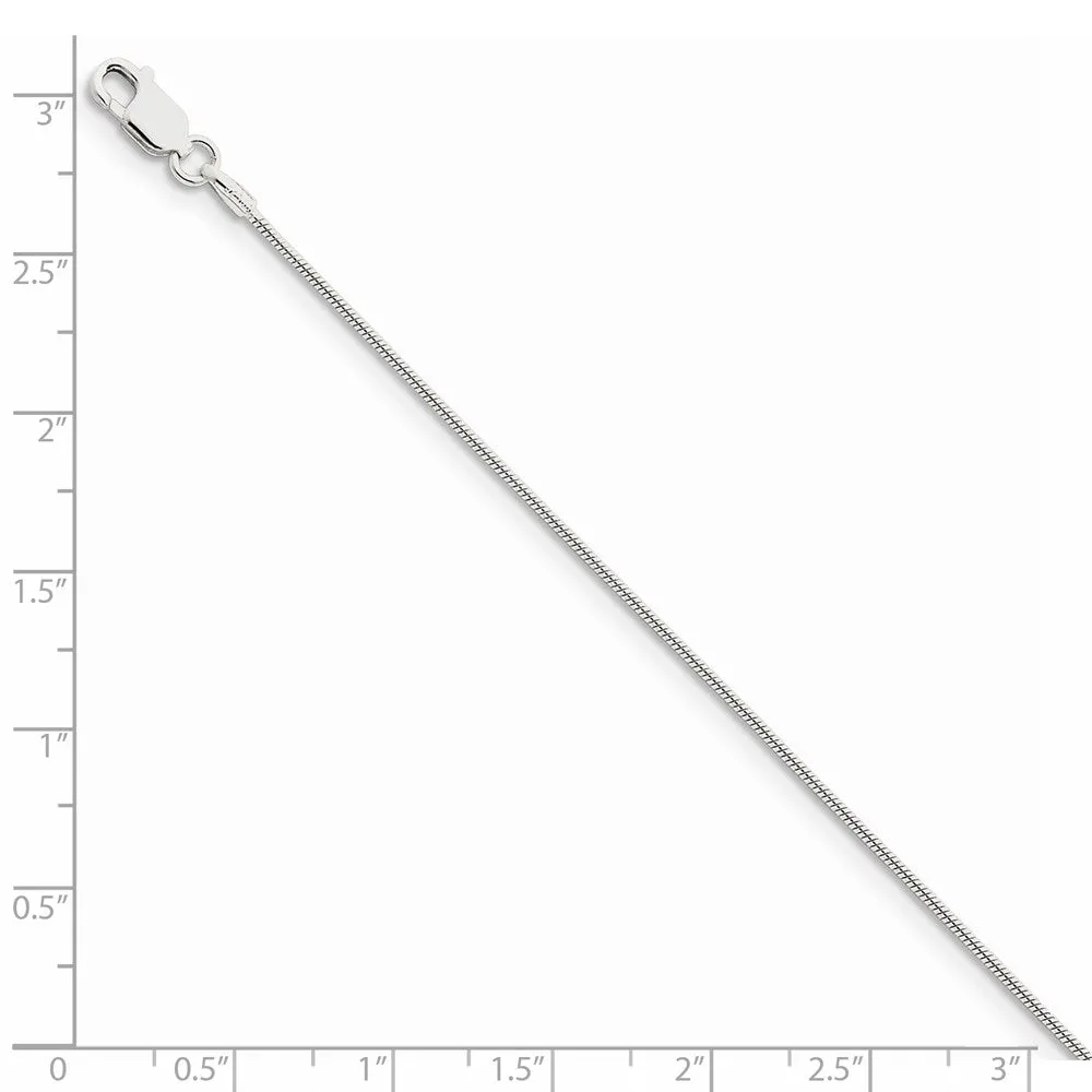 Sterling Silver Rhodium-plated 1mm Round Snake Chain