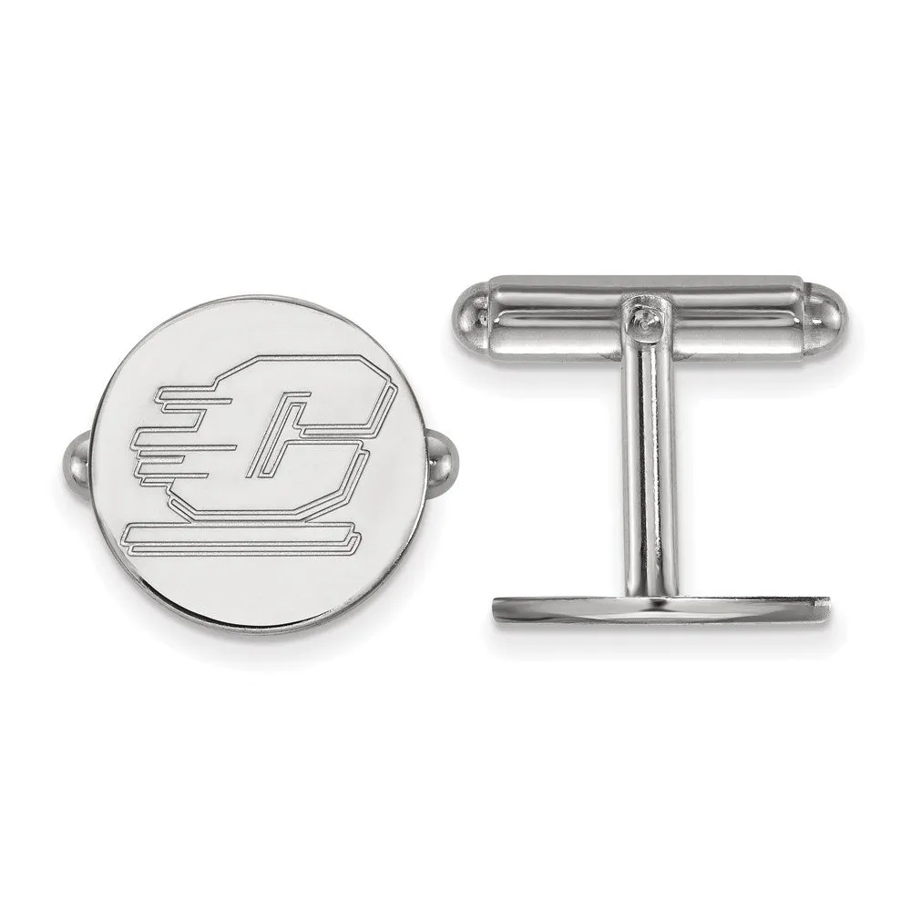 Sterling Silver Rhodium-plated Central Michigan University Letter C Cuff Links