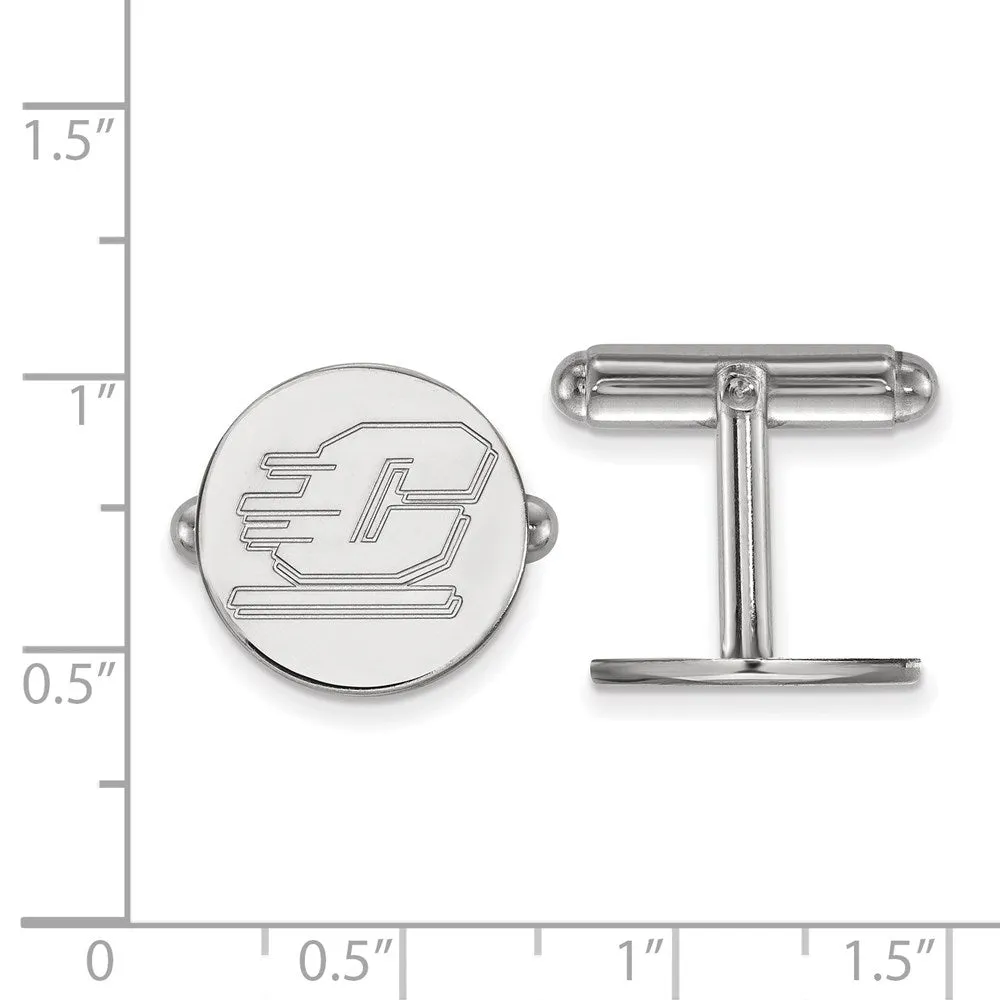 Sterling Silver Rhodium-plated Central Michigan University Letter C Cuff Links