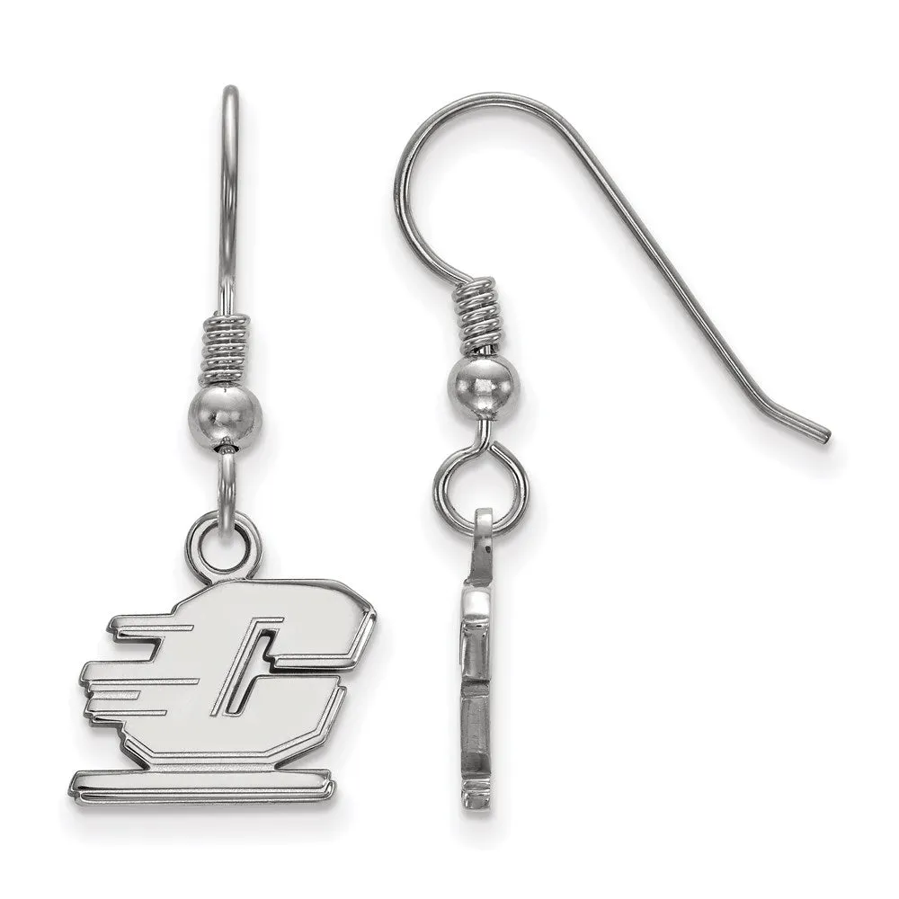 Sterling Silver Rhodium-plated Central Michigan University Letter C Extra Small Dangle Wire Earrings