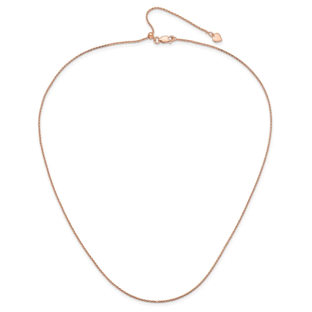 Sterling Silver Rose Gold-plated Adjustable 1.1mm Dimond-cut Spiga Chain