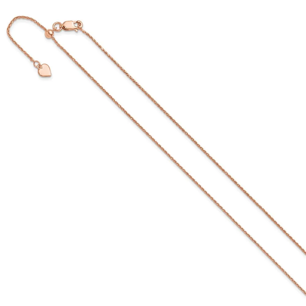 Sterling Silver Rose Gold-plated Adjustable 1.1mm Dimond-cut Spiga Chain