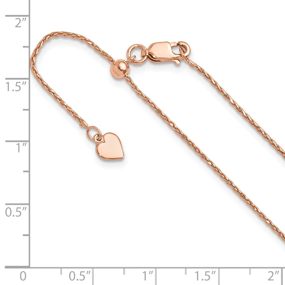 Sterling Silver Rose Gold-plated Adjustable 1.1mm Dimond-cut Spiga Chain