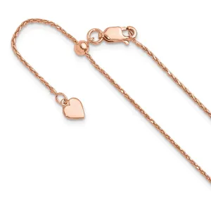 Sterling Silver Rose Gold-plated Adjustable 1.1mm Dimond-cut Spiga Chain