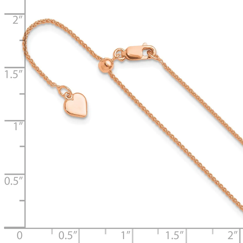 Sterling Silver Rose Gold-plated Adjustable 1mm Spiga Chain