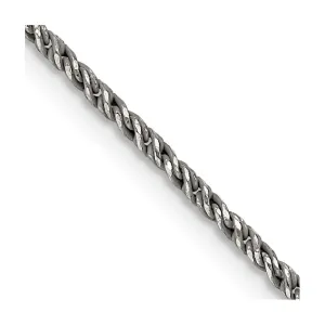 Sterling Silver Ruthenium-plated 1.7mm Twisted Tight Wheat Chain
