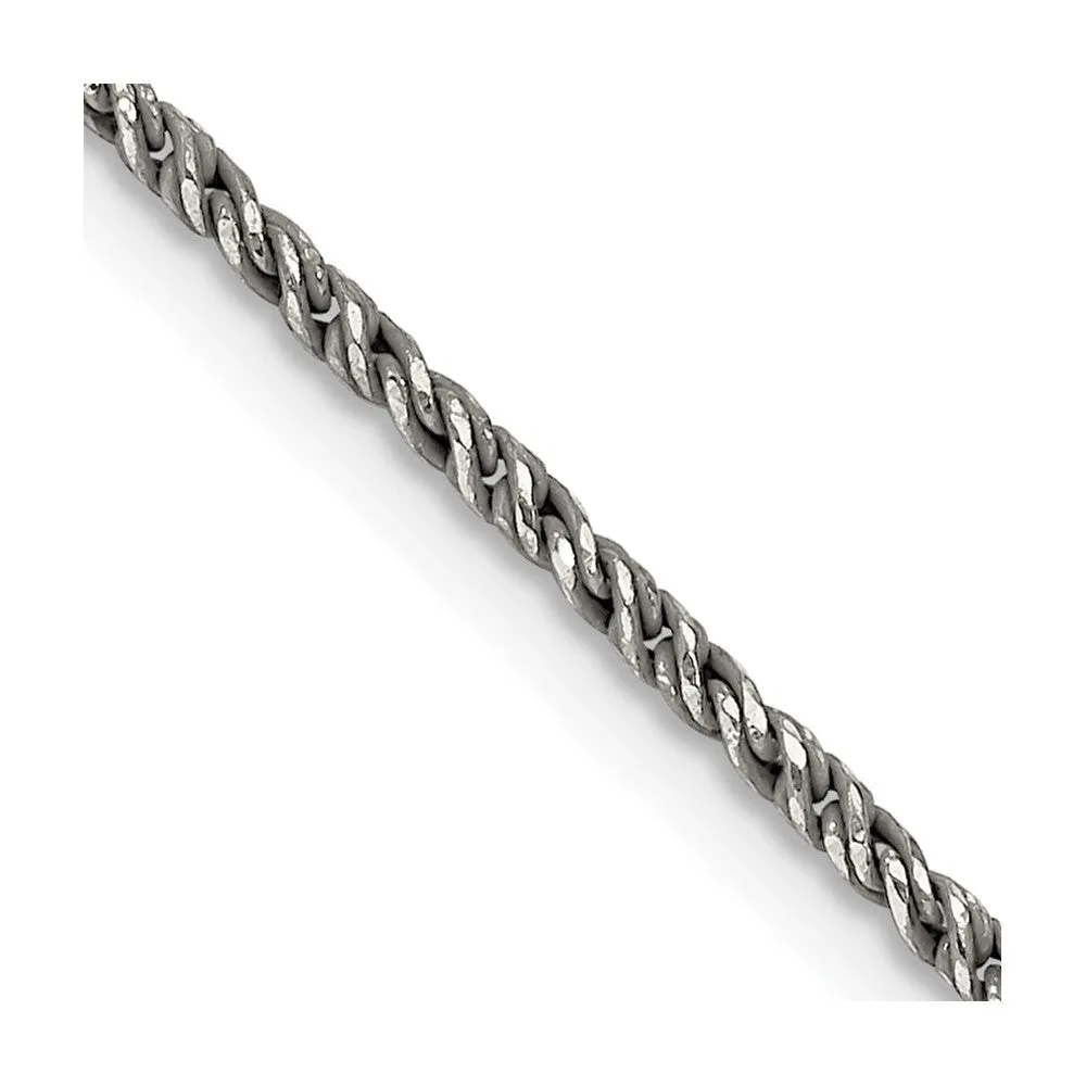 Sterling Silver Ruthenium-plated 1.7mm Twisted Tight Wheat Chain