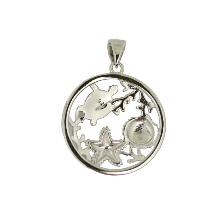 Sterling Silver Sea Life Opal Turtle Starfish Pendant Necklace