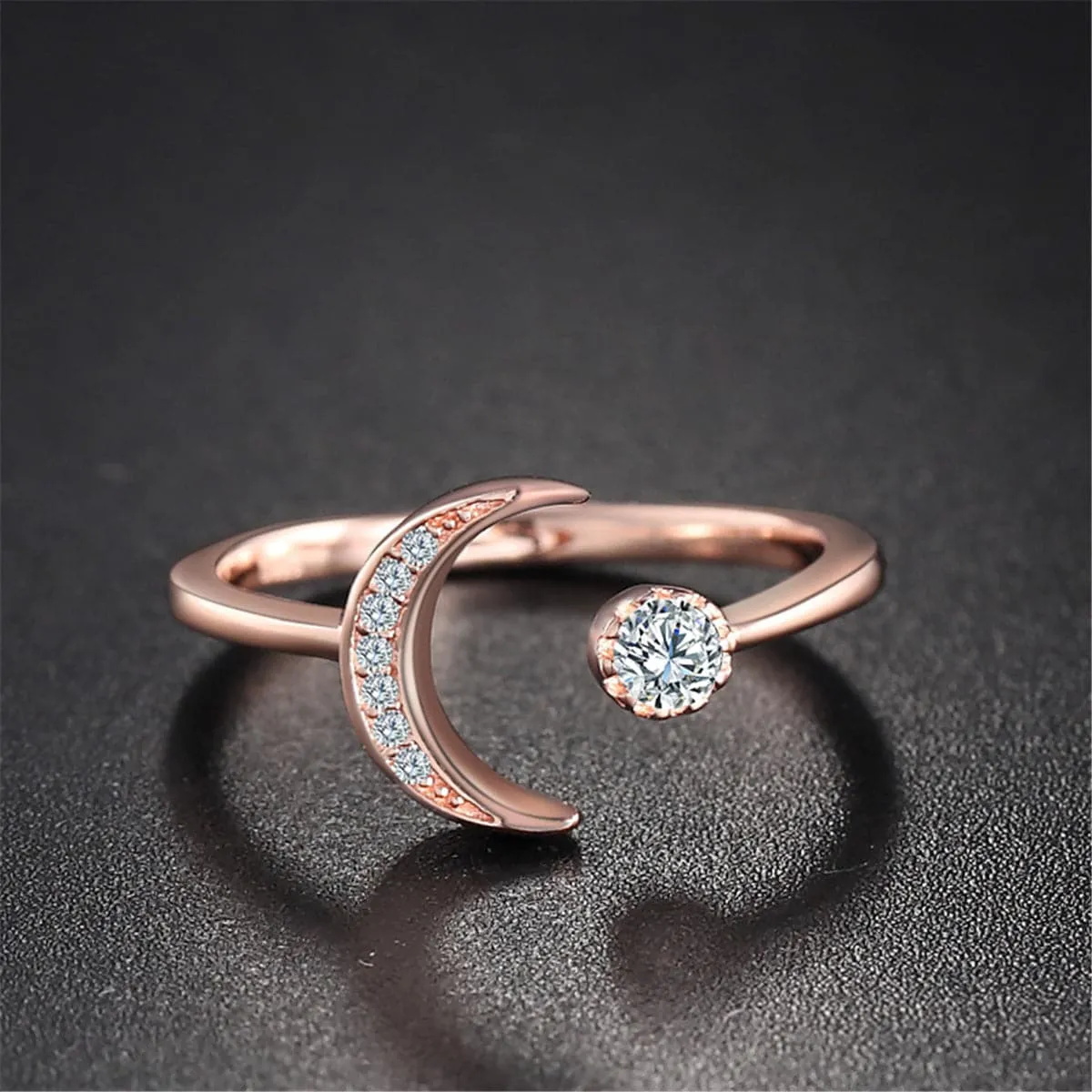 Sterling Silver Star & Moon Open Ring