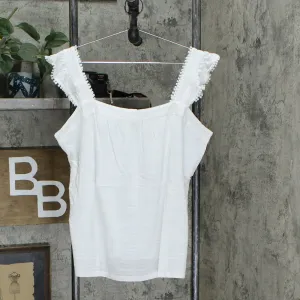 Style & Co. Women's Embroidered Eyelet Flutter Strap Tank Top