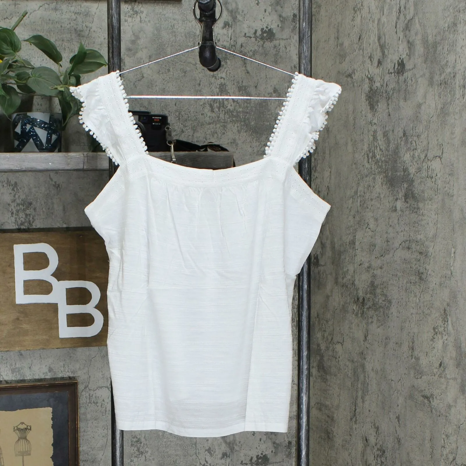 Style & Co. Women's Embroidered Eyelet Flutter Strap Tank Top