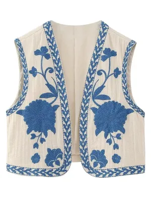 Stylish Vintage Embroidery Cardigan Vest