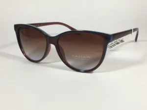 Tahari Cat Eye Sunglasses Two Tone Brown Blue Frame Brown Gradient Lens TH777 BNBL
