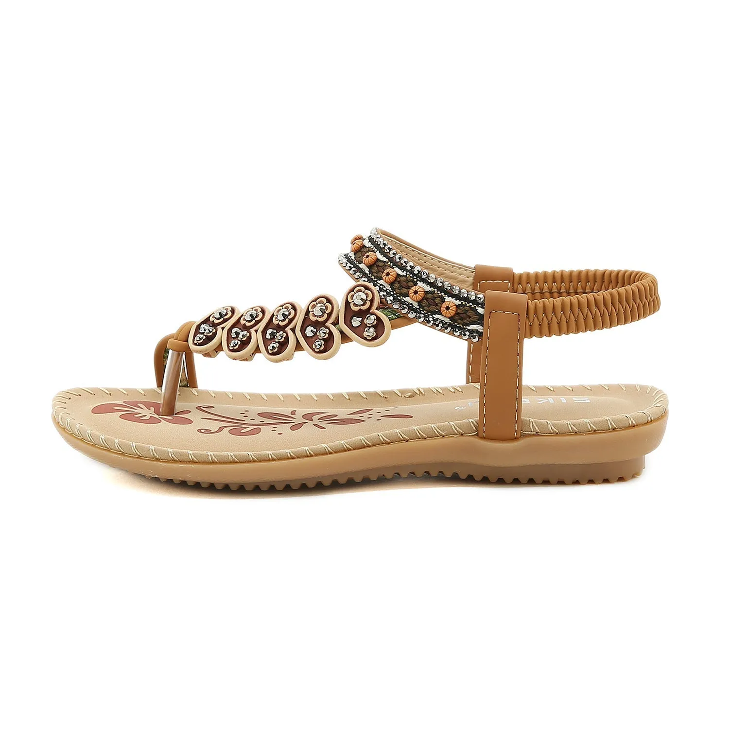 Tan Heart Trimed Boho Sandals - Siketu