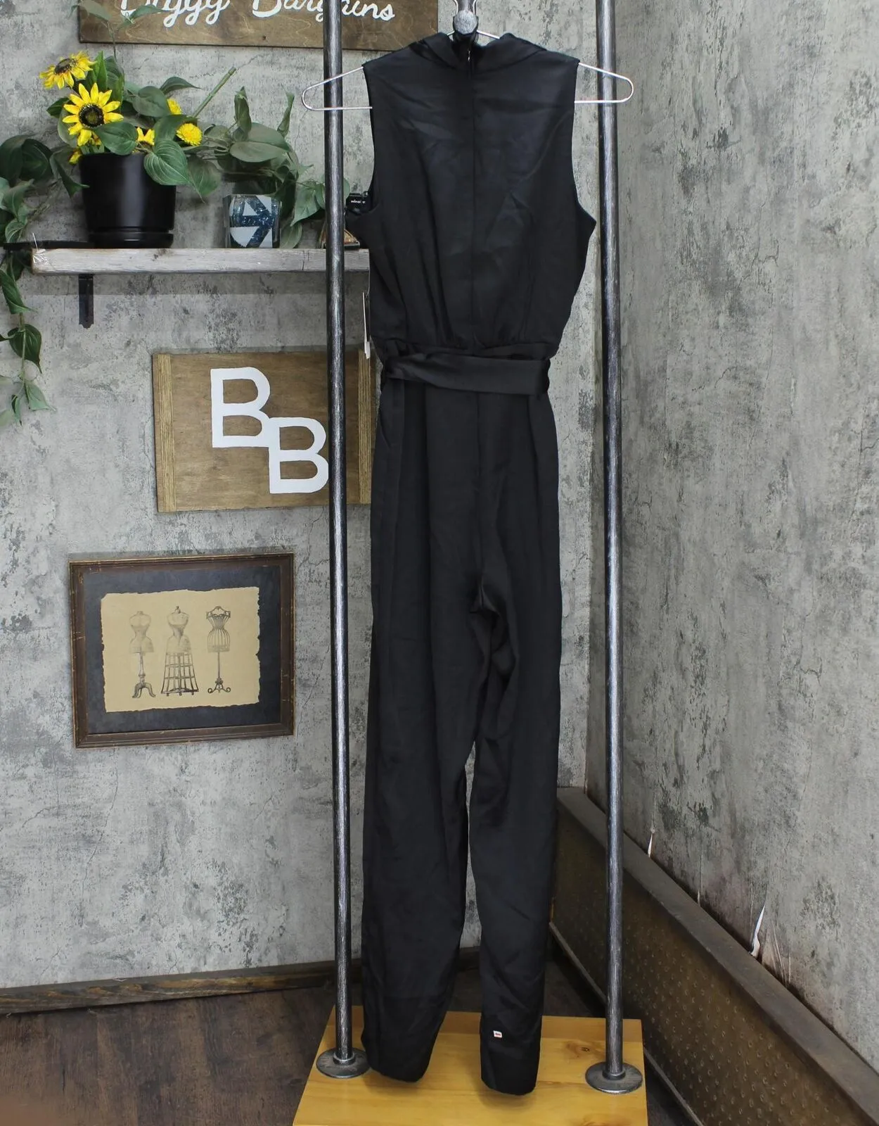 Taylor Women's V-Neck Tie-Waist Scuba Crepe Jumpsuit 3082M Black 2
