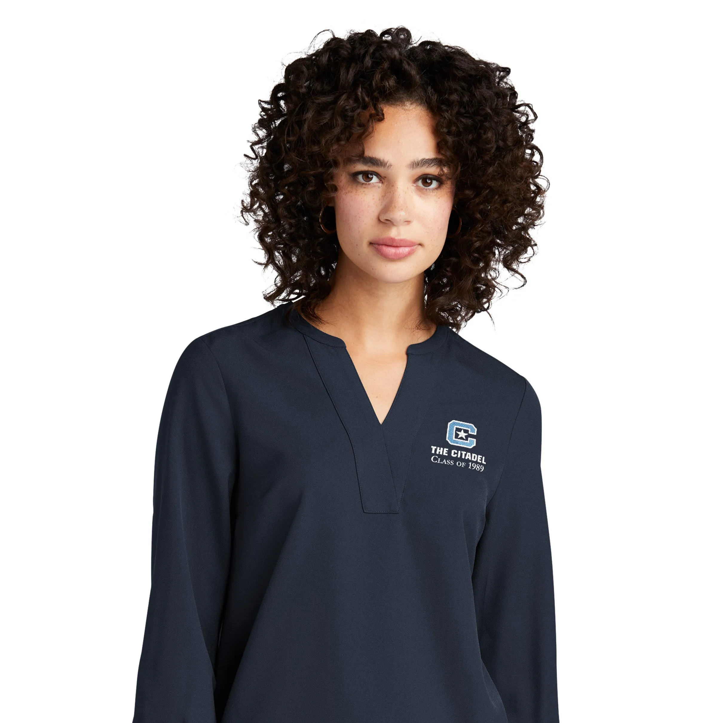 The Citadel, C Star, Class Reunion 1989, Mercer Mettle™ Women's Stretch Crepe 3/4-Sleeve Blouse