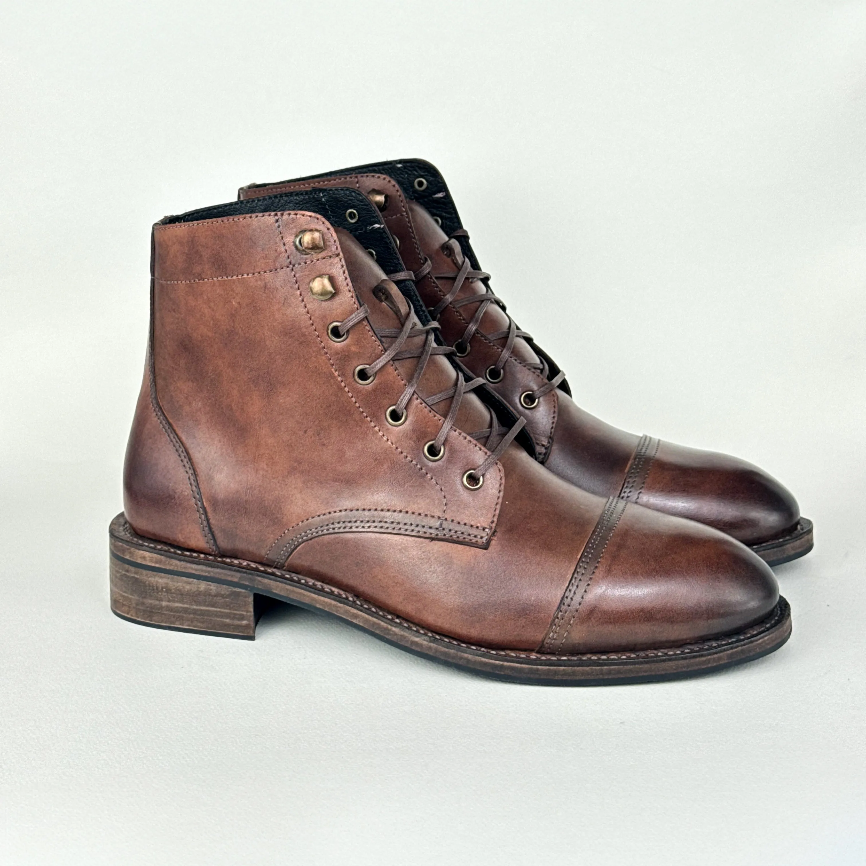 The Diplomat Cap Toe Boot-Hand Patina (Goodyear Welted)