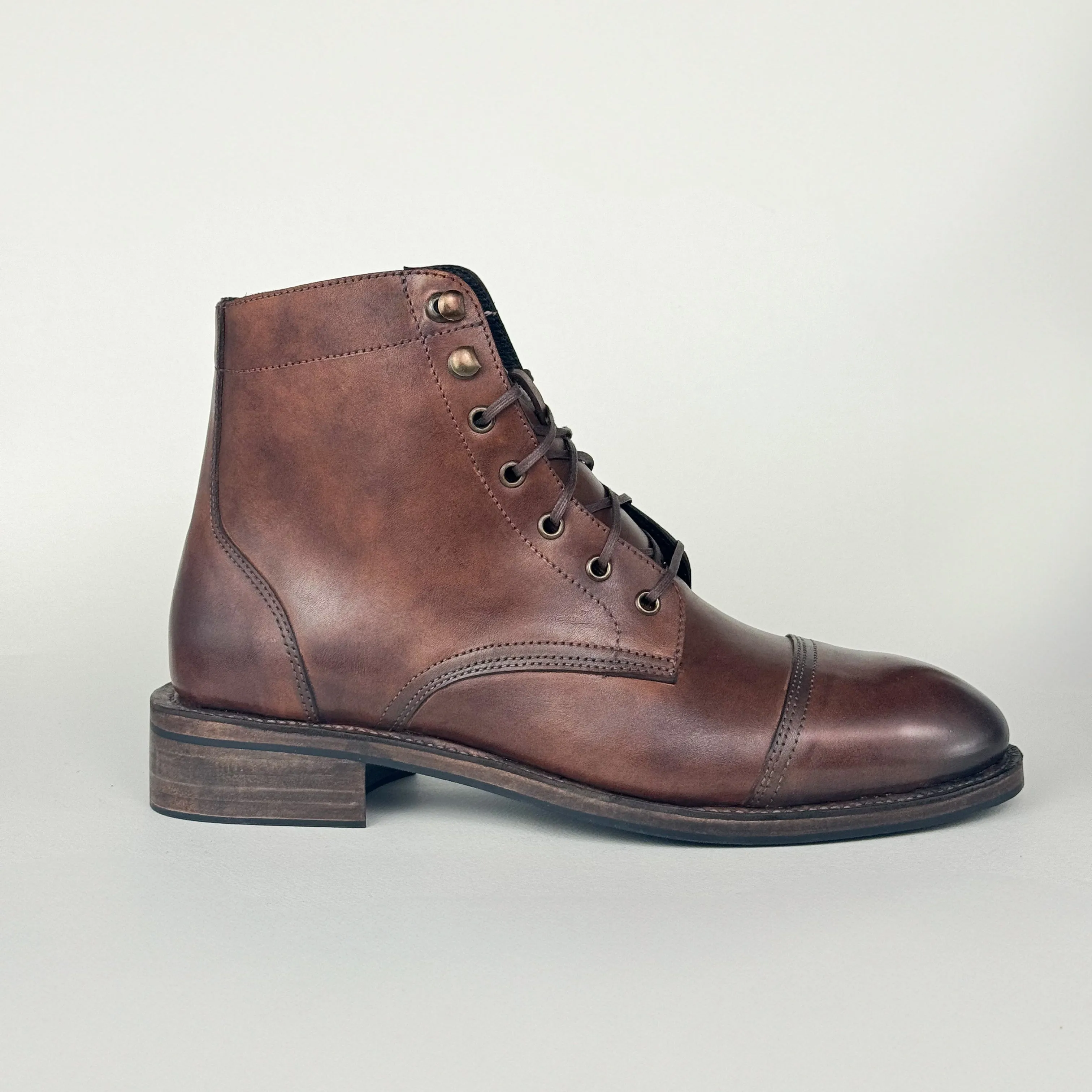The Diplomat Cap Toe Boot-Hand Patina (Goodyear Welted)