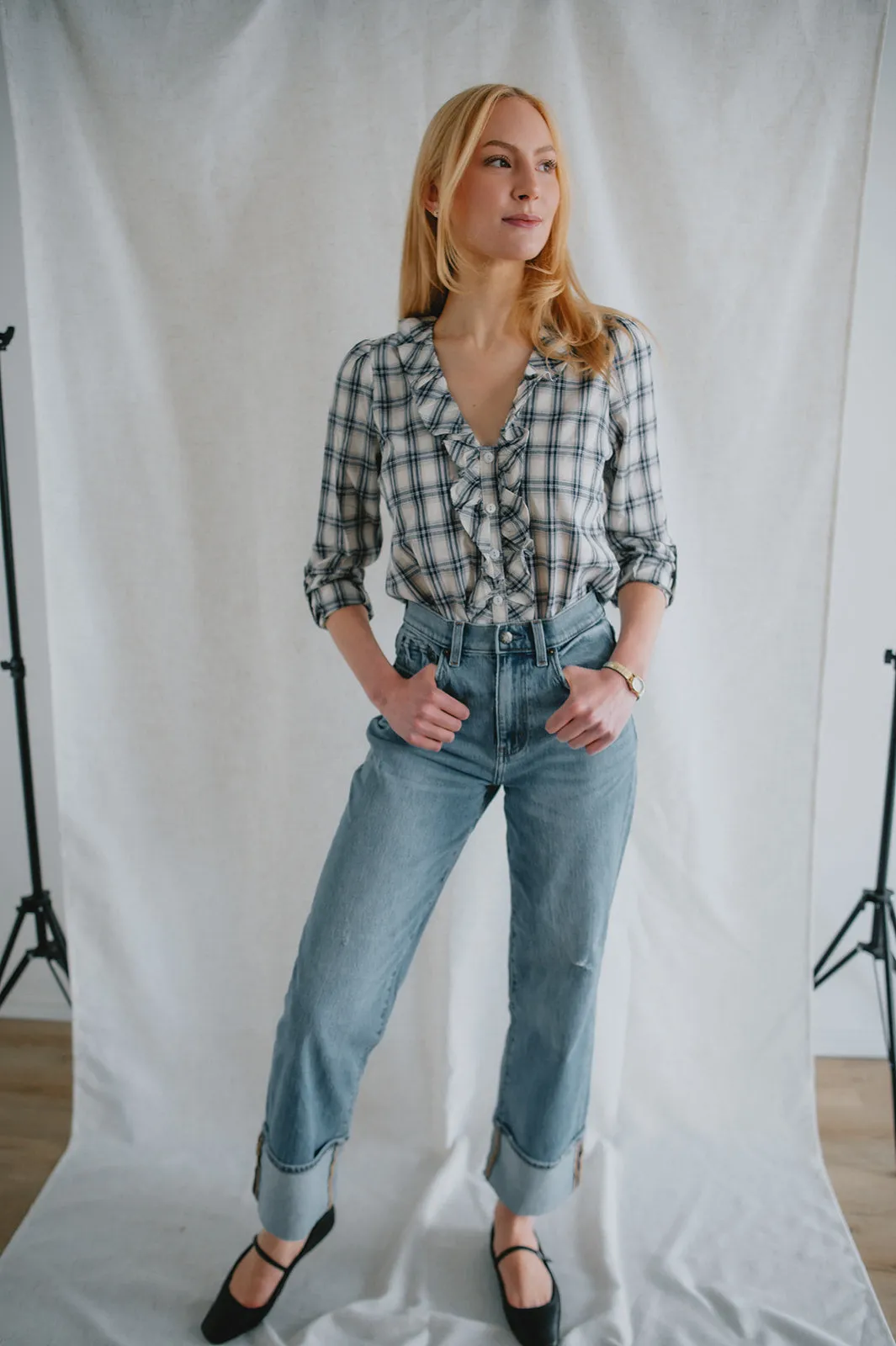The Eastside High Rise Loose Fit Cuff Denim by Daze Denim - All Mine Vintage
