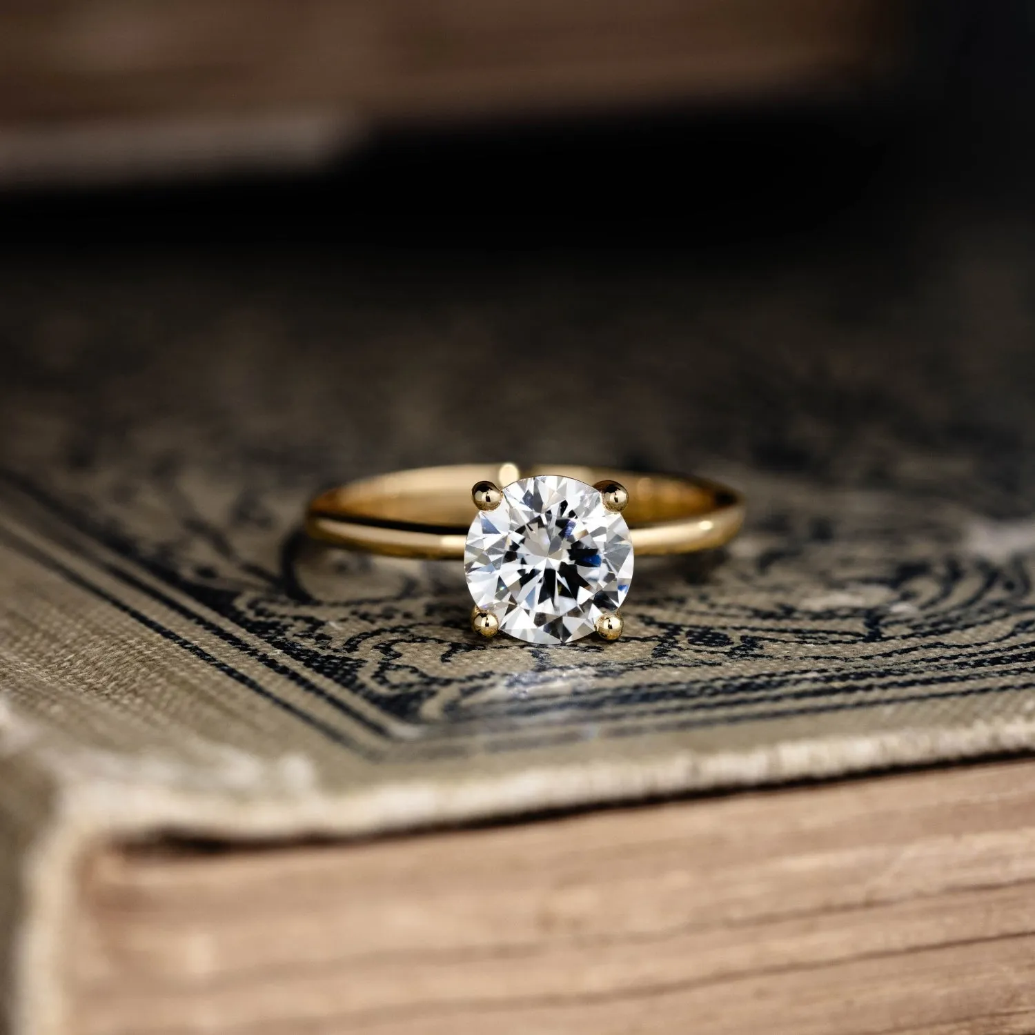 The Lora - Round Solitaire Engagement Ring with Delicate Nature Inspired Setting