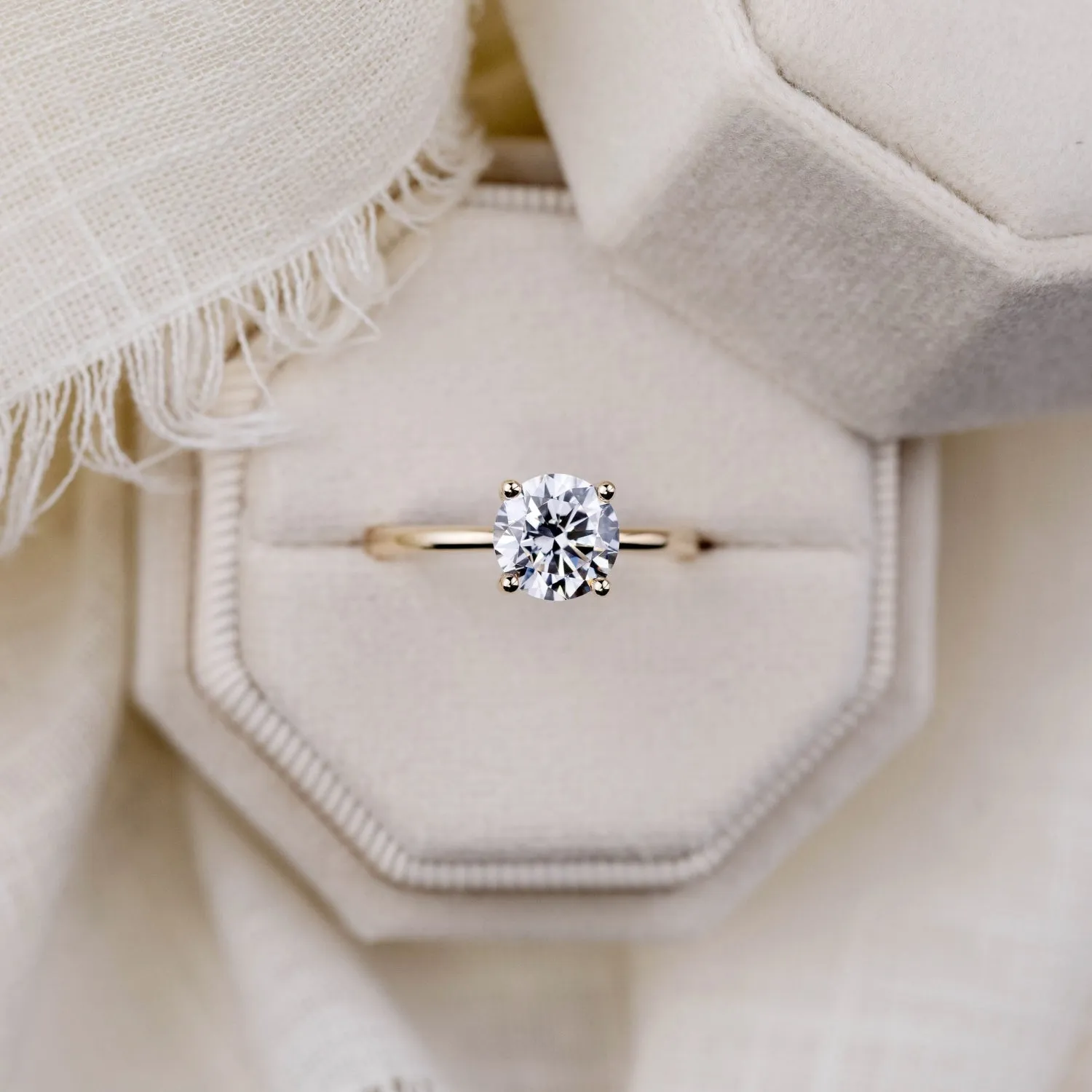The Lora - Round Solitaire Engagement Ring with Delicate Nature Inspired Setting