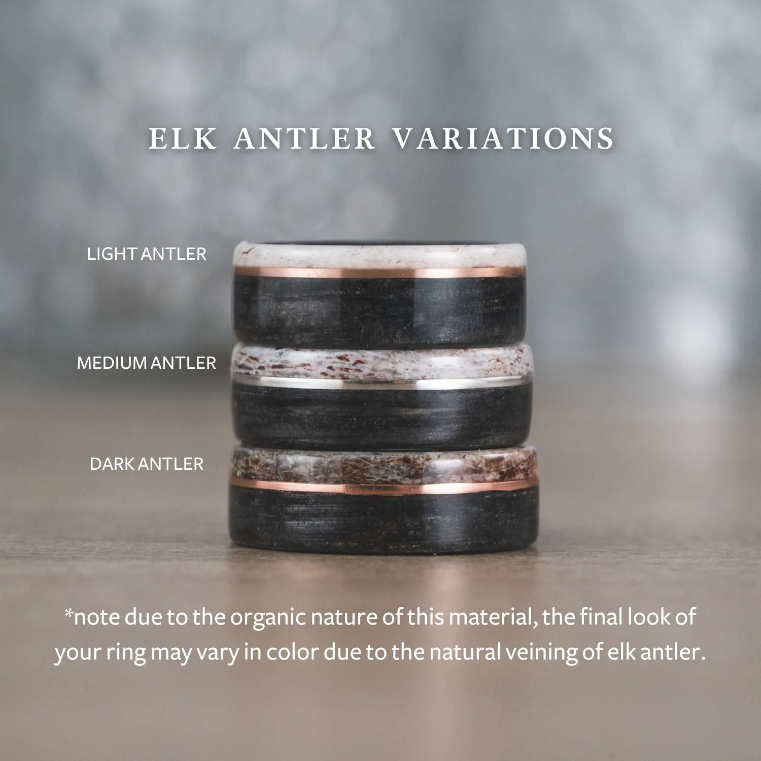 The Wapiti | Women's Titanium Wedding Band with Elk Antler and Turquoise