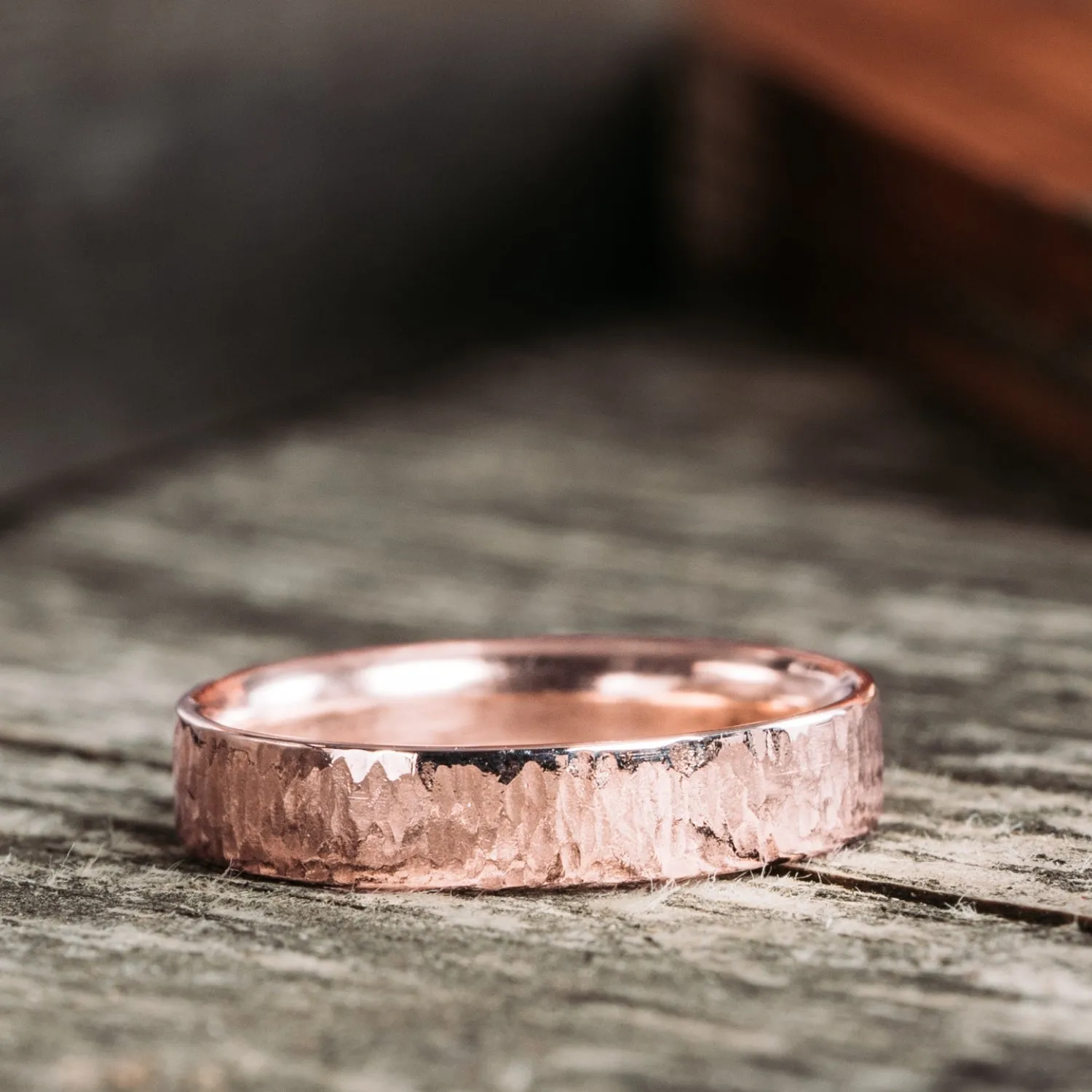 The Willow | Women's Tree Bark Textured Rose Gold Wedding Band