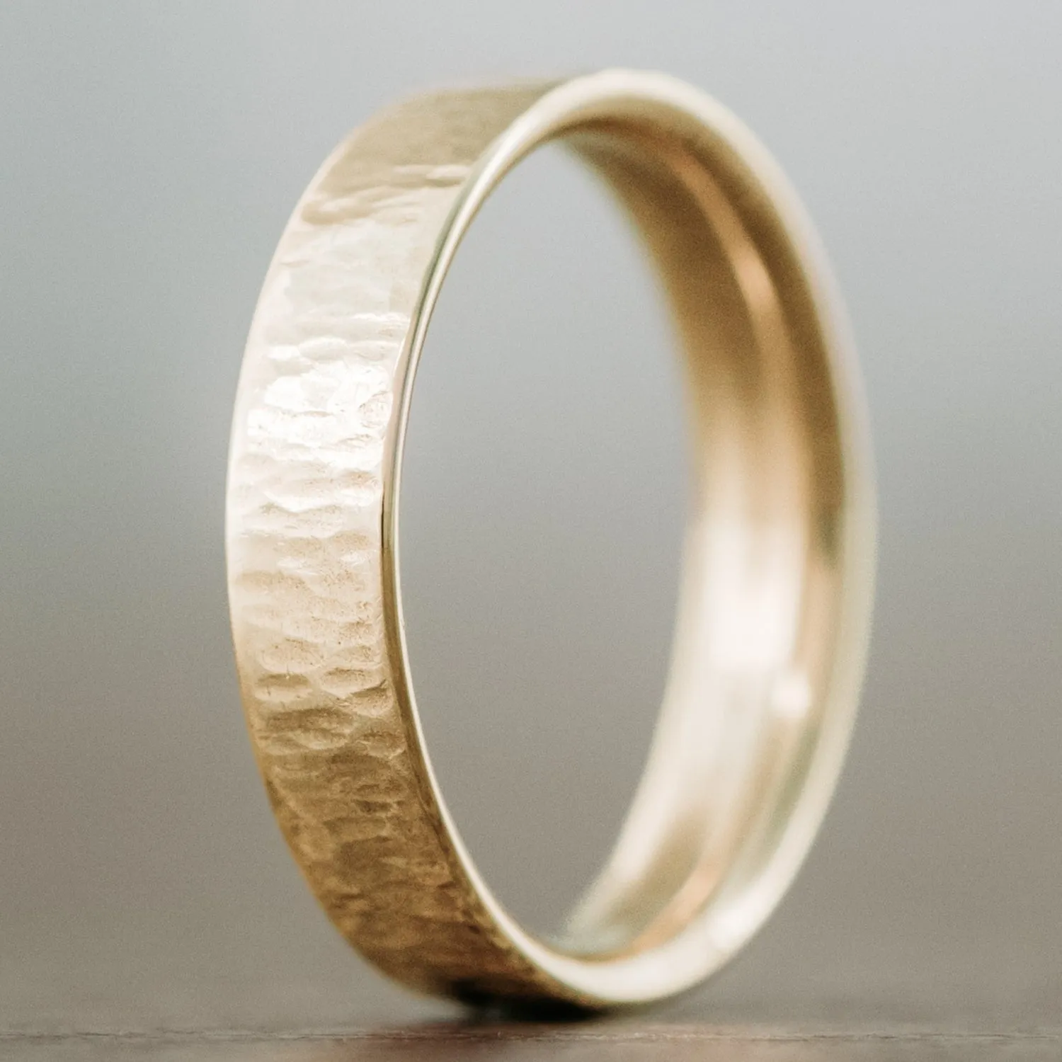 The Willow | Women's Tree Bark Textured Yellow Gold Wedding Band