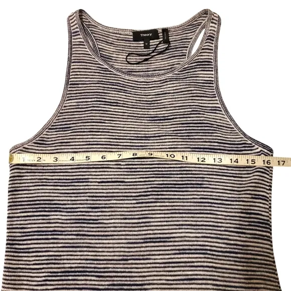 THEORY Intrella Space Dye Striped Linen Blend Racerback Sleeveless Maxi Dress M