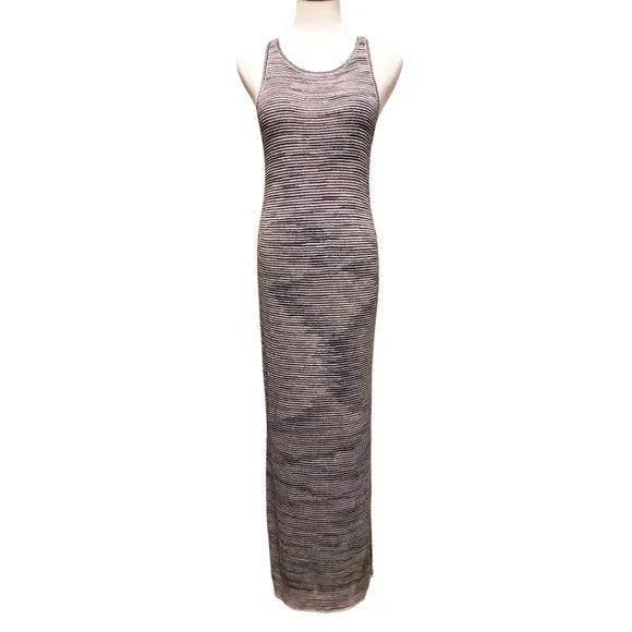 THEORY Intrella Space Dye Striped Linen Blend Racerback Sleeveless Maxi Dress M