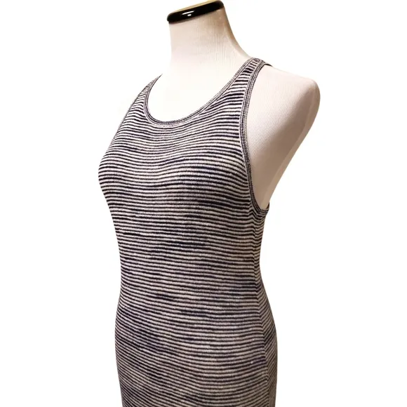 THEORY Intrella Space Dye Striped Linen Blend Racerback Sleeveless Maxi Dress M