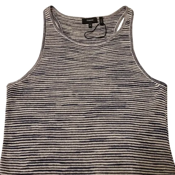THEORY Intrella Space Dye Striped Linen Blend Racerback Sleeveless Maxi Dress M